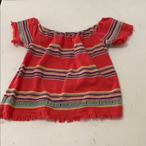 colorful striped off the shoulder top